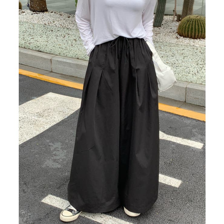 スカート見えのゆるっとワイドシルエットガウチョパンツ[品番