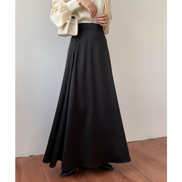 トリココムデギャルソン 異素材ドッキング ロングスカート フレア サテン トリココムデギャルソン 異素材ドッキング ロングスカート