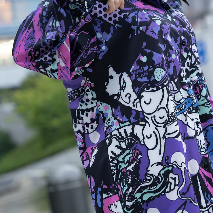 原宿系/シャツ/パープル/パンク/ロック/和風/病みかわいい
