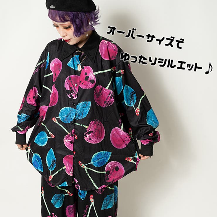 原宿系/ファッション/シャツ/チェリー/病み/病みかわいい/キュート/ユニセックス/個性的