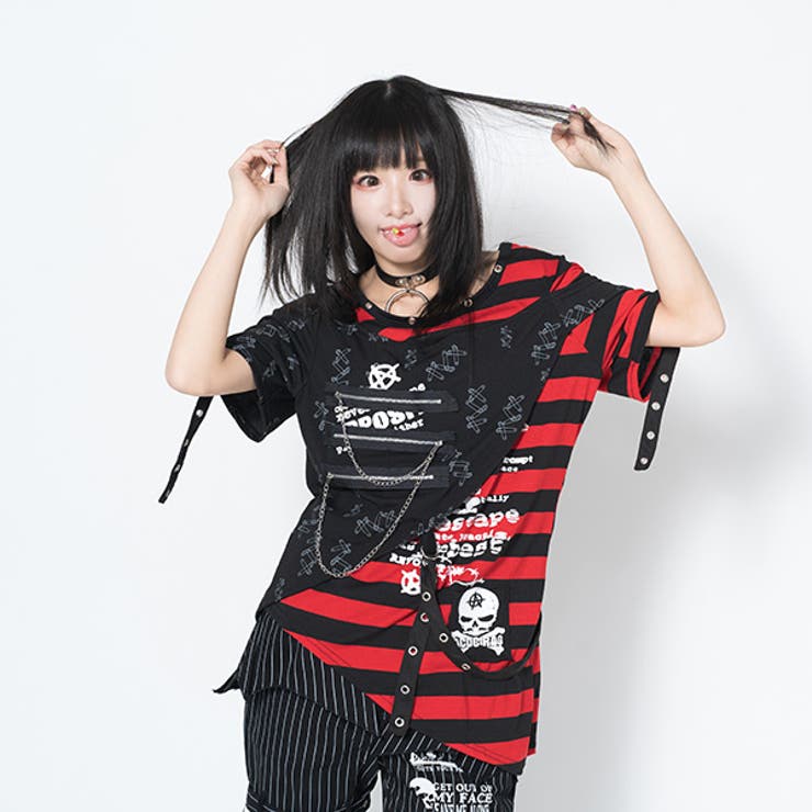 PUNKSボーダーTシャツ 原宿系 KERA系 | ACDCRAG | 詳細画像12 