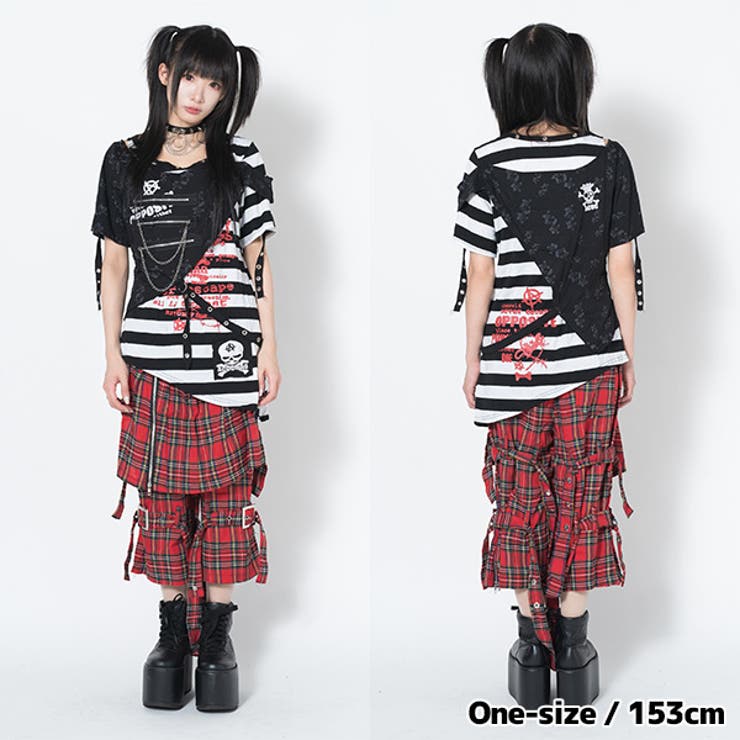 PUNKSボーダーTシャツ 原宿系 KERA系 | ACDCRAG | 詳細画像15 