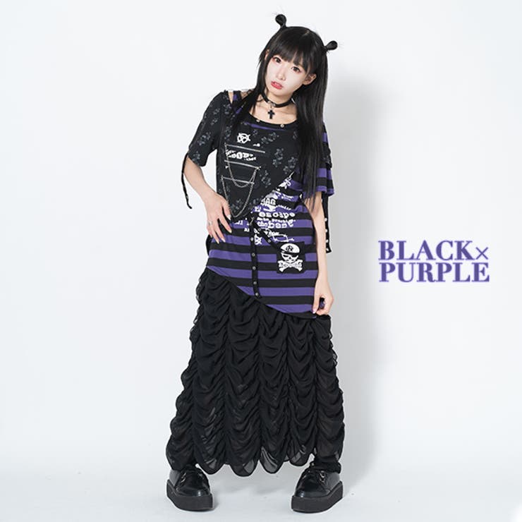 PUNKSボーダーTシャツ 原宿系 KERA系[品番：ACDW0000325