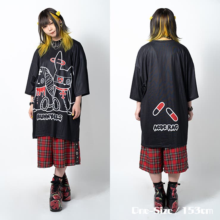Tシャツ/半袖/ビッグサイズ/原宿系/バニー/病み/かわいい/病みかわいい/パンク/ロック