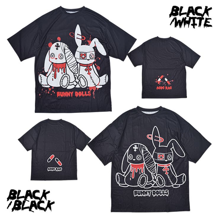 Tシャツ/半袖/ビッグサイズ/原宿系/バニー/病み/かわいい/病みかわいい/パンク/ロック