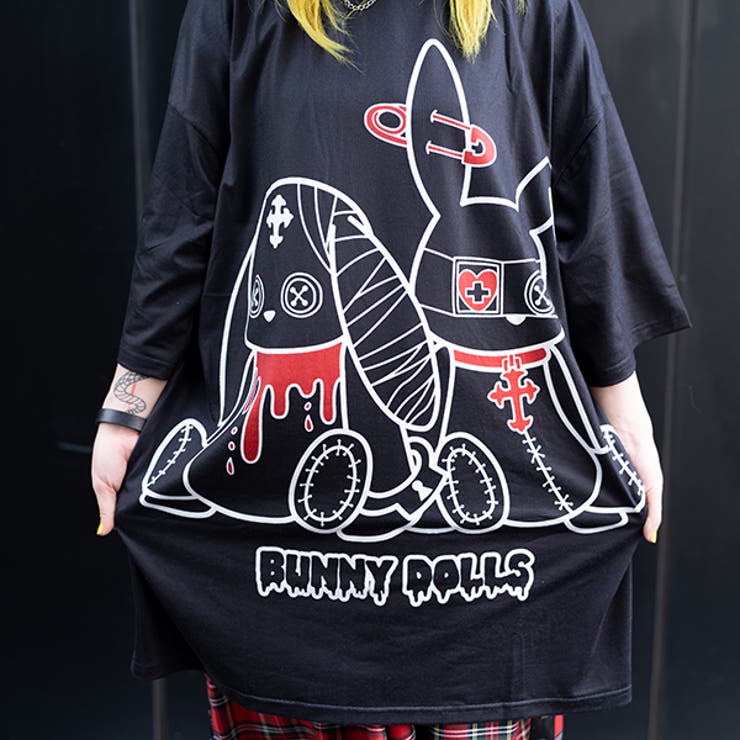 Tシャツ/半袖/ビッグサイズ/原宿系/バニー/病み/かわいい/病みかわいい/パンク/ロック