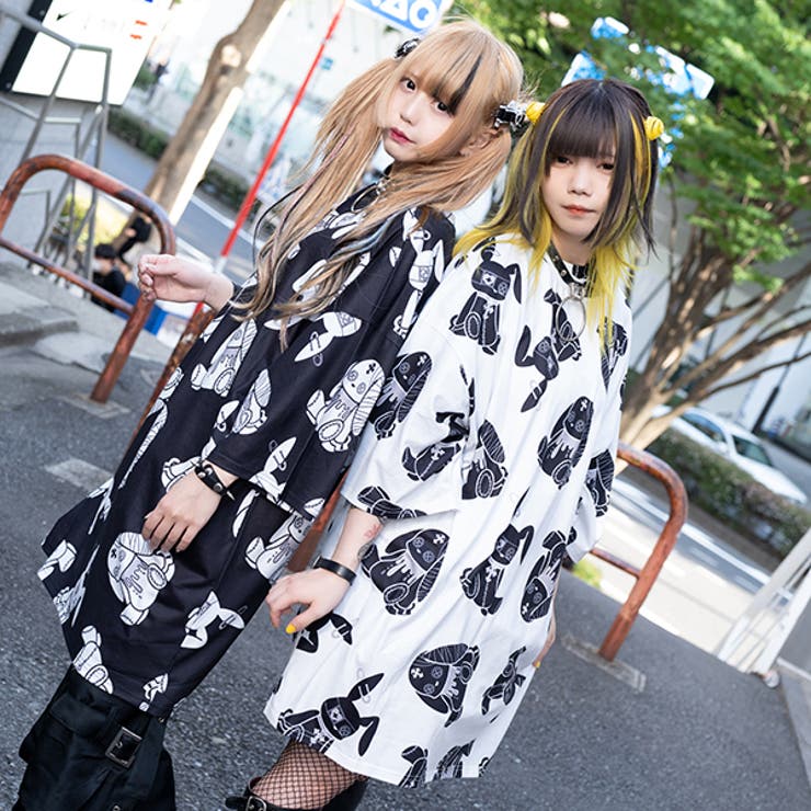 Tシャツ/半袖/ビッグサイズ/原宿系/バニー/病み/かわいい/病みかわいい/パンク/ロック