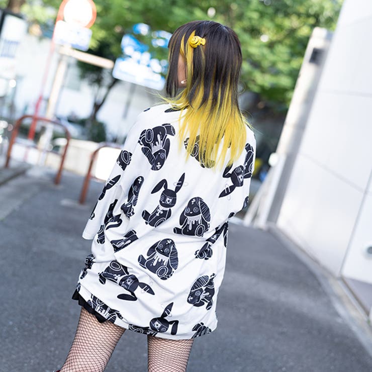 Tシャツ/半袖/ビッグサイズ/原宿系/バニー/病み/かわいい/病みかわいい/パンク/ロック