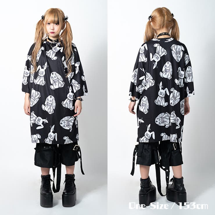 Tシャツ/半袖/ビッグサイズ/原宿系/バニー/病み/かわいい/病みかわいい/パンク/ロック