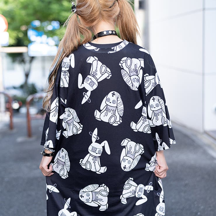 Tシャツ/半袖/ビッグサイズ/原宿系/バニー/病み/かわいい/病みかわいい/パンク/ロック