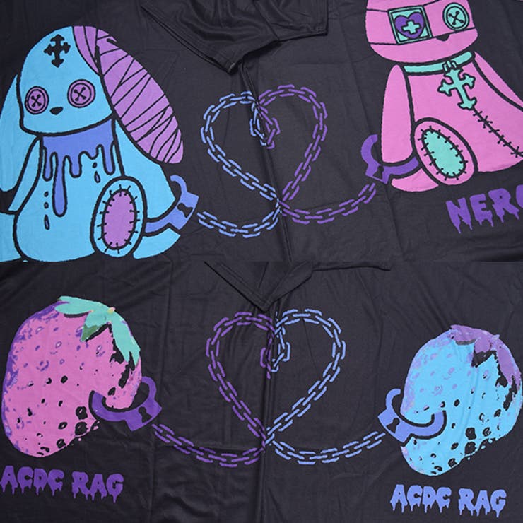 Tシャツ/半袖/ビッグサイズ/原宿系/バニー/病み/かわいい/病みかわいい/パンク/ロック
