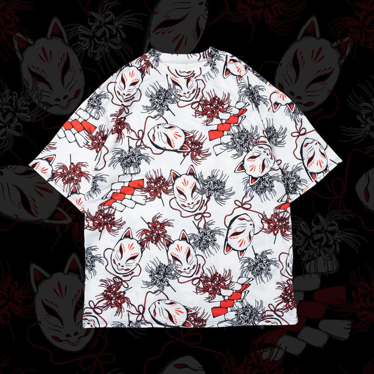 Tシャツ/半袖/パンク/ロック/病みかわいい/和風/彼岸花/狐/原宿系