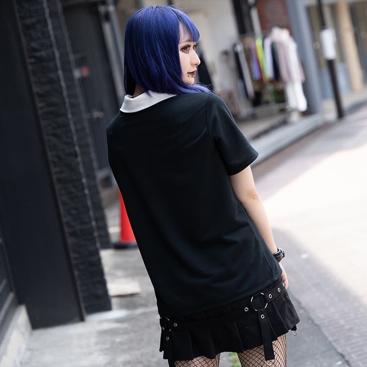 Tシャツ/半袖/パンク/ロック/病みかわいい/ゴシック/ハート/刺繍/原宿系