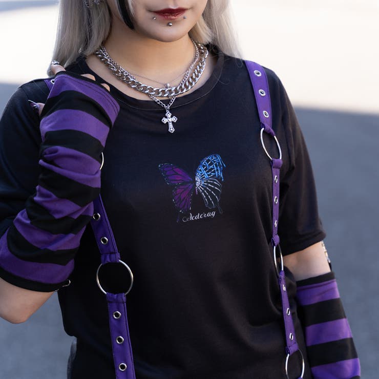 Tシャツ/原宿系/ファッション/レディース/バタフライ/病みかわいい
