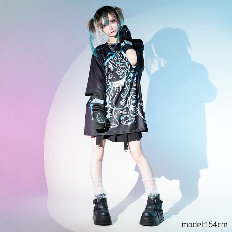 Tシャツ/原宿系/パンク/サイバー/病みかわいい/ファッション/レディース
