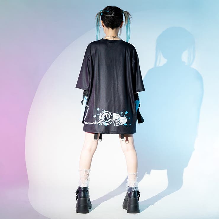 Tシャツ/原宿系/パンク/サイバー/病みかわいい/ファッション/レディース