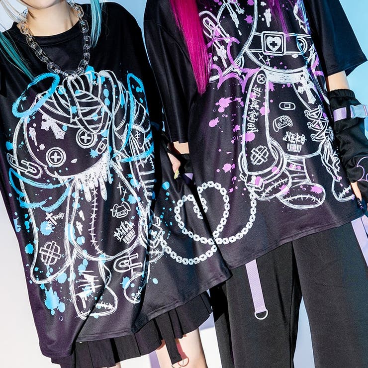 Tシャツ/原宿系/パンク/サイバー/病みかわいい/ファッション/レディース