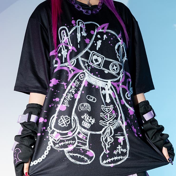 Tシャツ/原宿系/パンク/サイバー/病みかわいい/ファッション/レディース