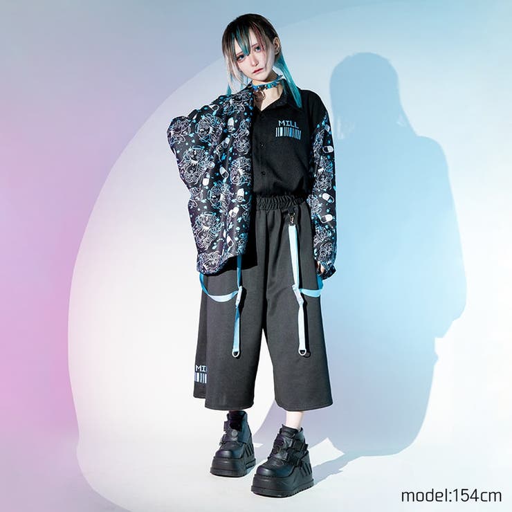 BLOODミル ジャージ8分パンツ ワイドパンツ[品番：ACDW0002574