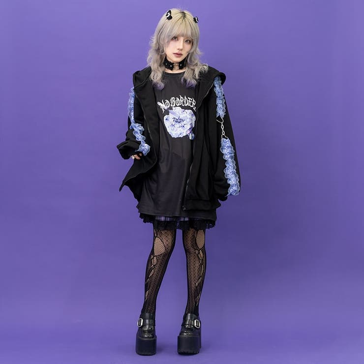 AE8365 Acid Black Cherry ジップパーカー ブラック Acid Black すご Cherryの受注販売パーカー