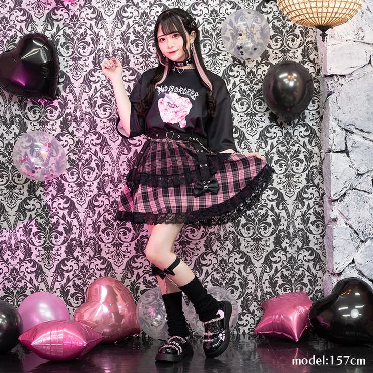 candy pop スカート クロxピンク