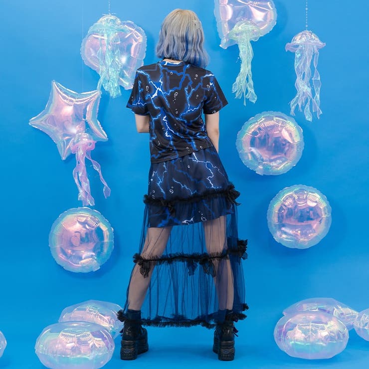 メンダコサイバー チュールスカート ロング丈[品番：ACDW0002893