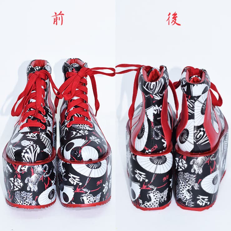 【値下げ中】ACDC RAG 歌舞伎柄 厚底靴、ディオラート 厚底靴 カブキプラットフォームシューズ 厚底 ブーツ[品番：ACDW0001779