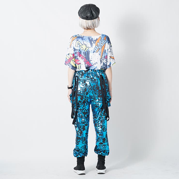 メタリックスカルサルエルパンツ サルエル ダンス衣装[品番