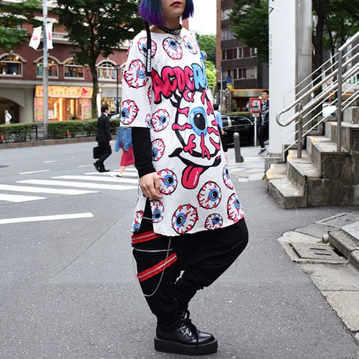 グロかわ目玉tワンピ Tシャツ ロング丈 品番 Acdw Acdcrag エーシーディーシーラグ のレディースファッション 通販 Shoplist ショップリスト