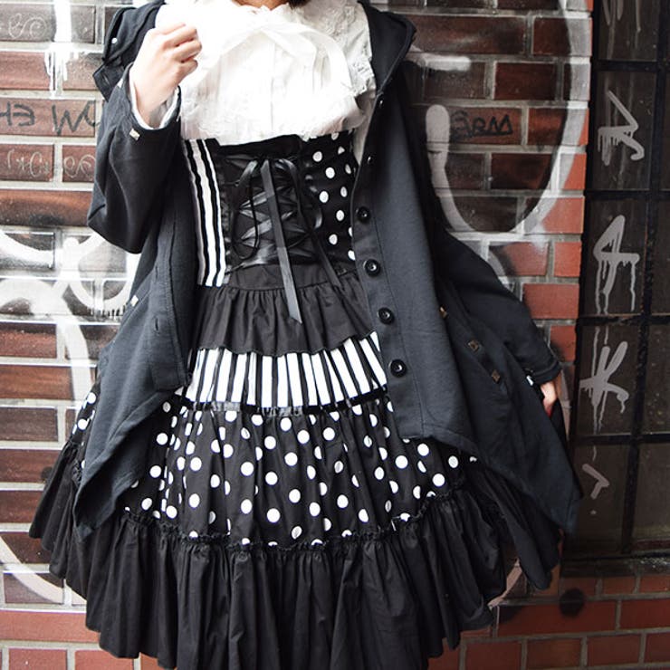 BOXプリーツジュエルワンピース 黒ストライプ×黒×黒レース