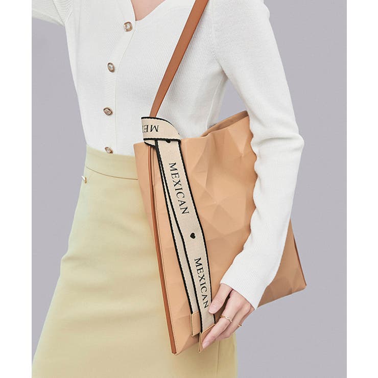 MEXICAN スカーフ付き菱形モチーフ3Dデザイントートバッグ 大容量 | MEXICAN | 詳細画像2 