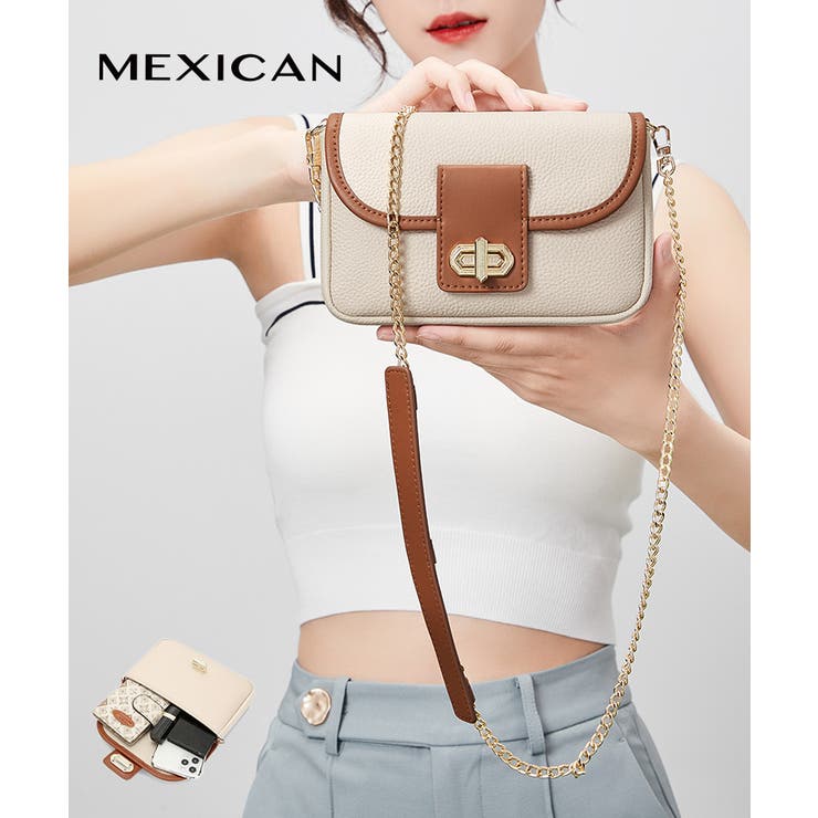 MEXICAN 本革バイカラーミニチェーンバッグ 韓国ファッション | MEXICAN | 詳細画像1 