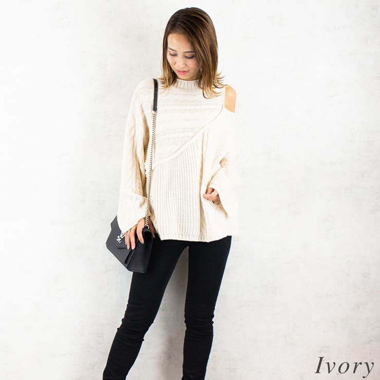 編地切替オープンショルダーニット | A.NATALY | 詳細画像3