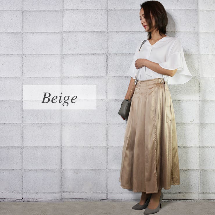 THE RERACS プリーツラップドスカート19FW ゴールド ベージュ
