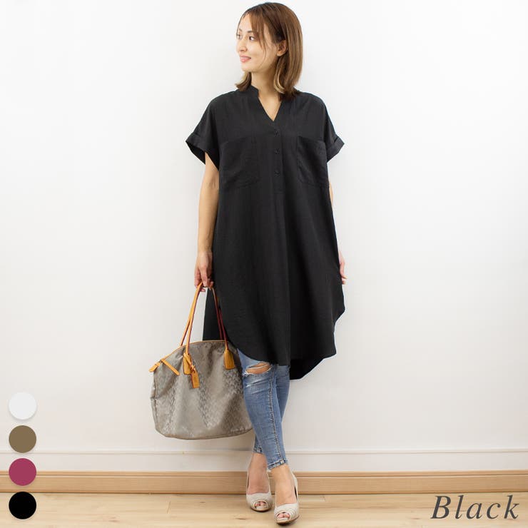 ブラック | ツーポケスキッパーロングシャツ | A.NATALY