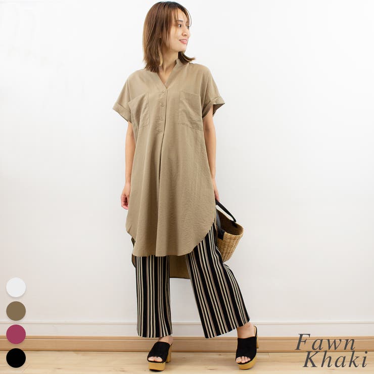 フォーンカーキ | ツーポケスキッパーロングシャツ | A.NATALY