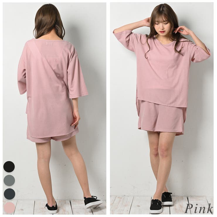 ピンク | ワッフルショートパンツセットアップ | A.NATALY