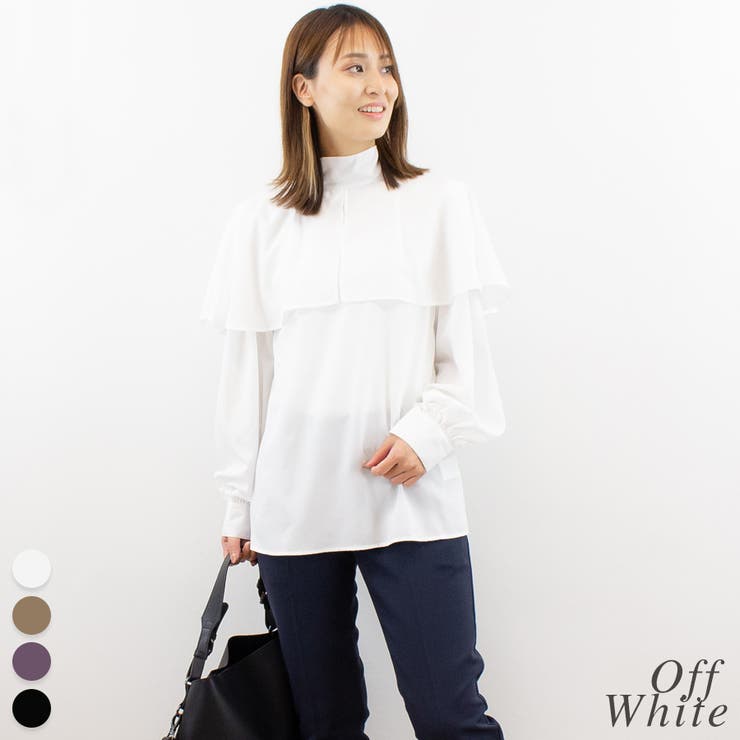 オフホワイト | バックリボンケープブラウス | A.NATALY