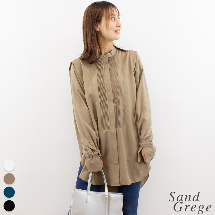 サンドグレージュ | ピンタックブザムシャツブラウス | A.NATALY
