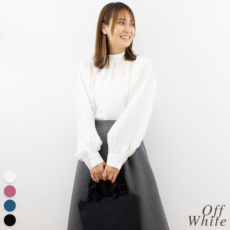 オフホワイト | プリーツスリーブブラウス | A.NATALY