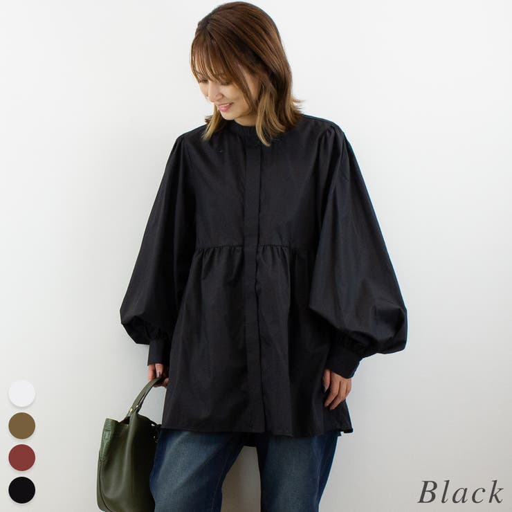 ブラック | ワンティアードシャツブラウス | A.NATALY