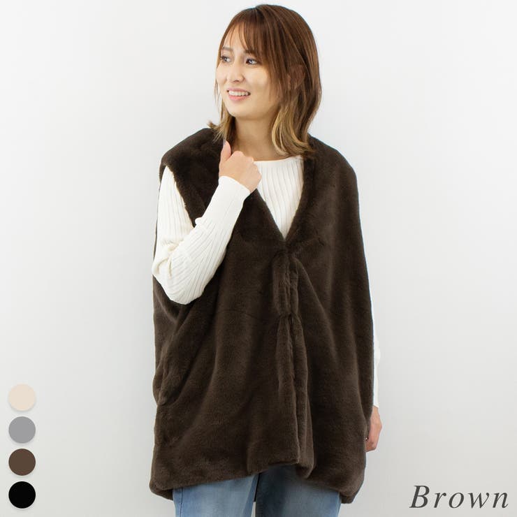 ブラウン | フェイクファーミドル丈ジレ | A.NATALY