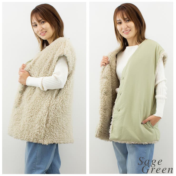 リングファー×オフトンリバーシブルベスト | A.NATALY | 詳細画像12 