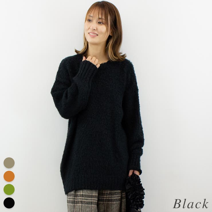 ブラック | 配色ブークレーチュニック | A.NATALY