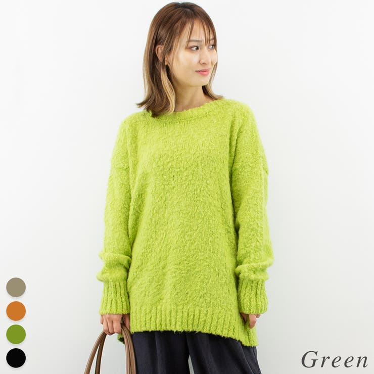 グリーン | 配色ブークレーチュニック | A.NATALY