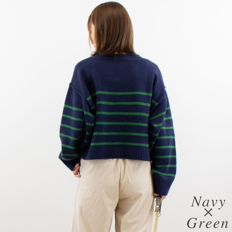 アルパカタッチボーダークロップドニット | A.NATALY | 詳細画像3 