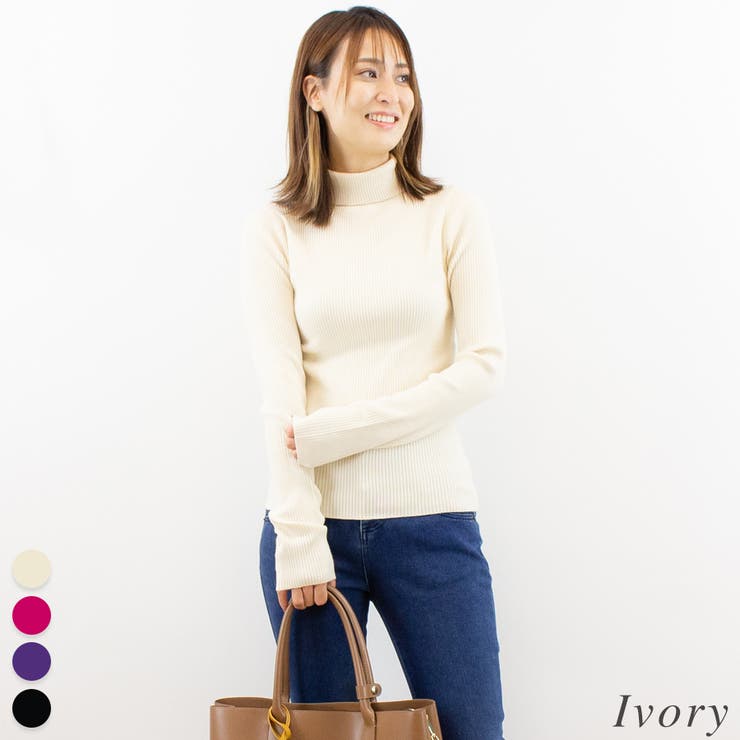 アイボリー | リブショートタートルプルオーバー | A.NATALY