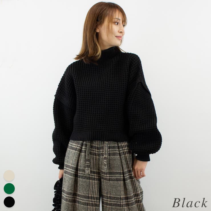 ブラック | ワッフル編みニット | A.NATALY