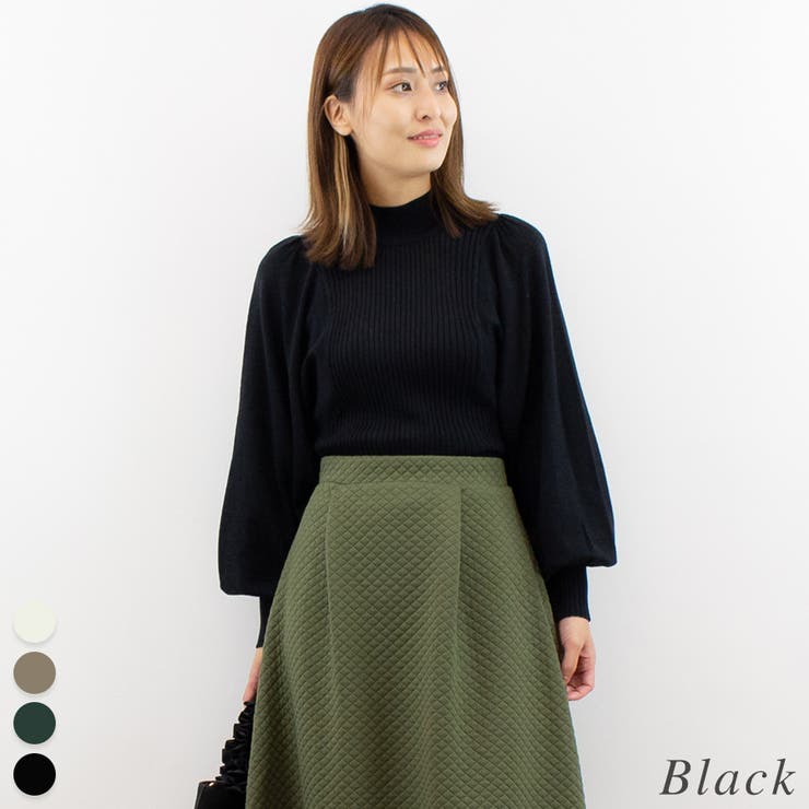 ブラック | ボリュームスリーブニットプルオーバー | A.NATALY