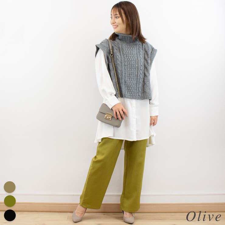 オリーブ | ツイル２タックパンツ | A.NATALY